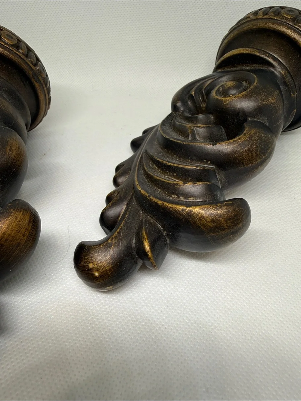 Antique Bronze Finials - Decorative Pair- set of 2- resin with attached screws